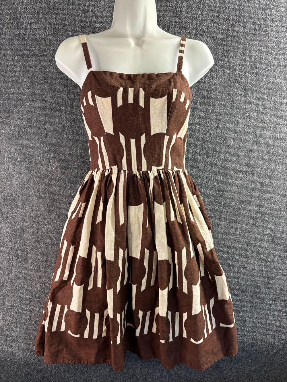 Eliza J Brown and Cream Geometric Mini Sundress